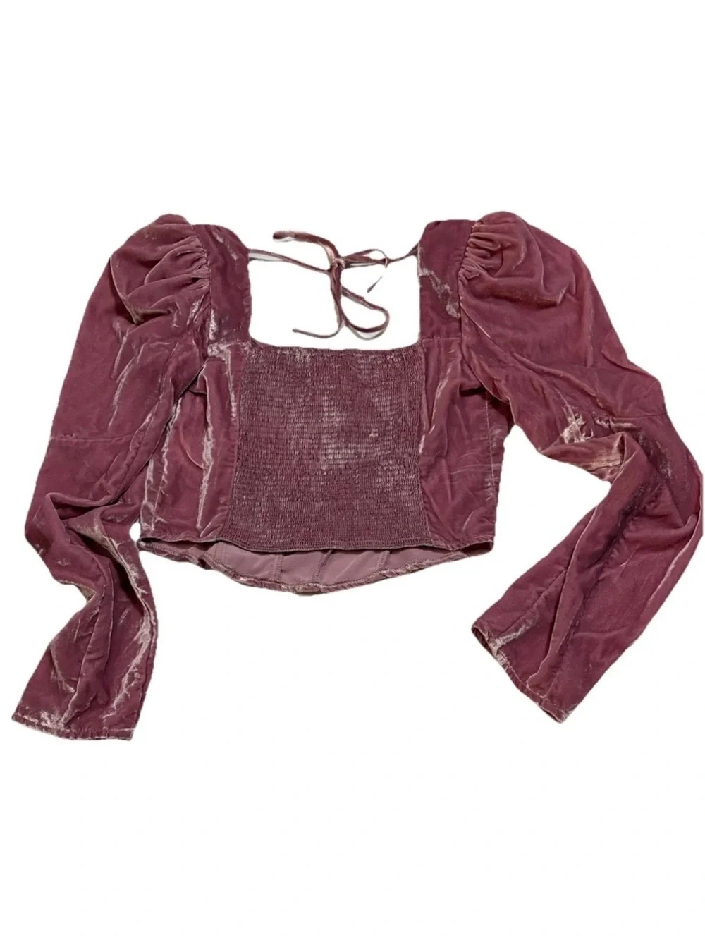 Free People Bridgette Velvet Corset Crop Long Sleeve Top